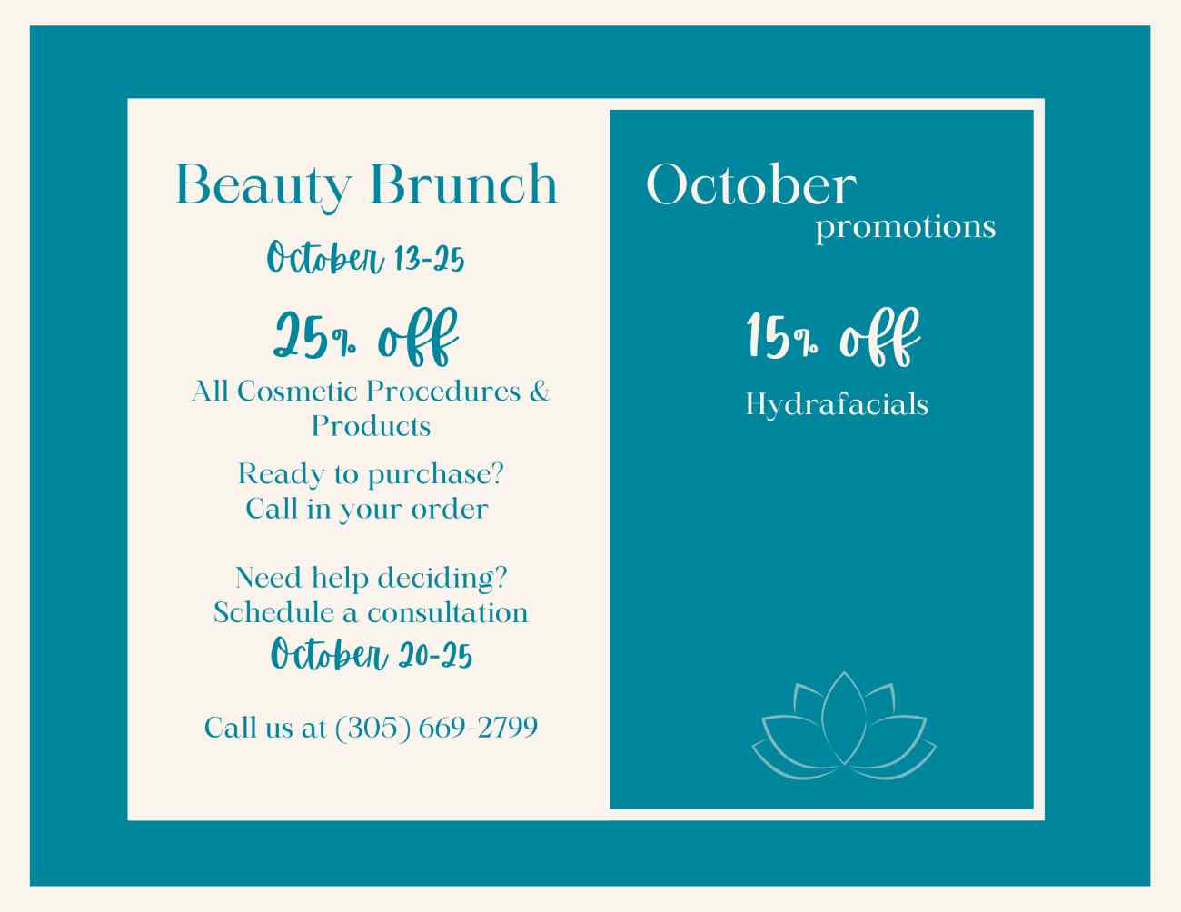 Promotions at Sunset Dermatology in South Miami.